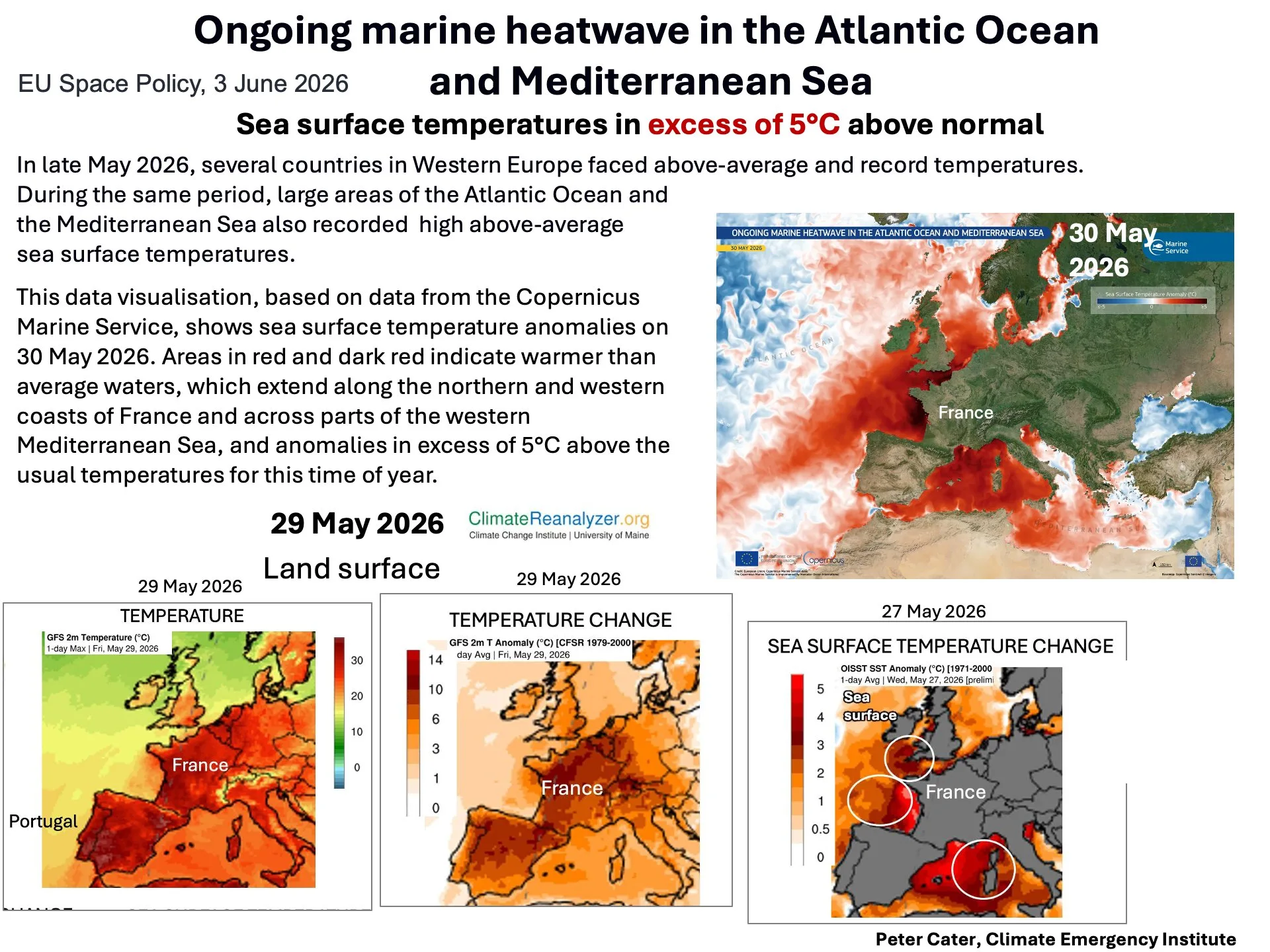 Sea surface temperatures were in excess of 5°C above normal. The extreme sea surface heat around western Europe boosted the land heat to record highs | X (@PCarterClimate)